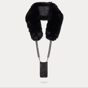 NEW Bandolier Norah Faux Fur Crossbody Bandolier in Black/Pewter (No Case)